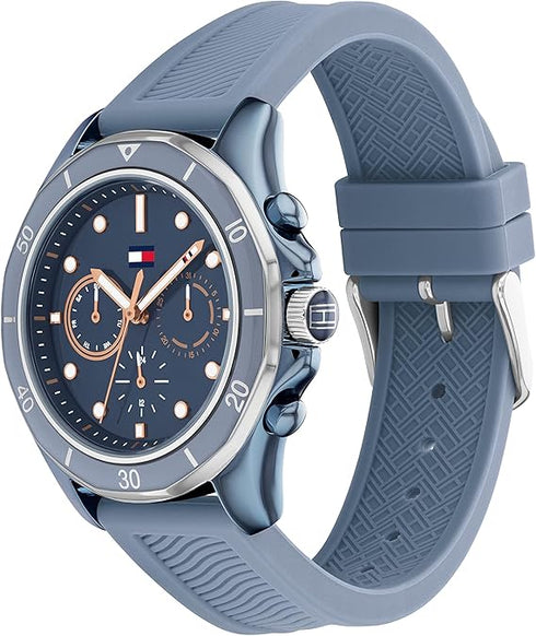 Tommy Hilfiger 1782571 Orologio al quarzo da donna - Quadrante blu, cinturino in silicone, 41 mm