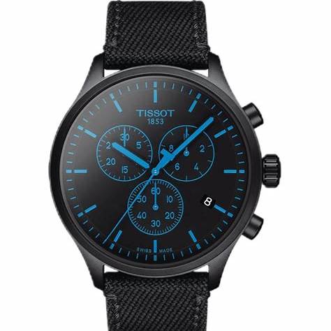 Tissot Chrono XL Herrenuhr - Schwarzes Zifferblatt, schwarzes PVD-Gehäuse, schwarzes Stoffarmband