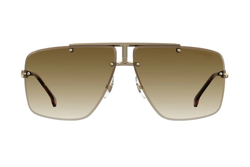 Carrera 1054/S Men’s 63 mm Rimless Aviator Sunglasses – Gold Frame, Gradient Brown Lens, UV 400