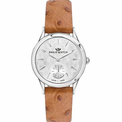 Philip Watch R8251596504 Orologio da donna Marilyn - 31 mm, quadrante argento, cinturino in pelle marrone