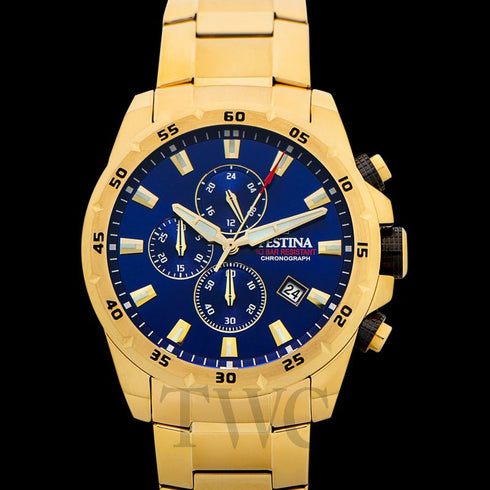 FESTINAFestina F20541/2 Chrono Sport Men's Watch – Gold Stainless Steel, Blue Dial, 45mmWATCHESEcecile