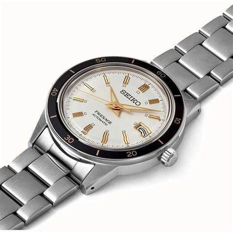Seiko Presage SRPG03J1 Reloj automático para hombre - Serie Style 60's, esfera marfil, brazalete acero