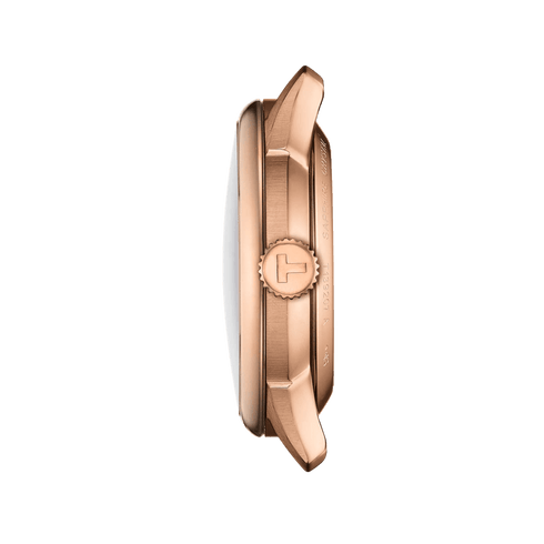 TISSOTTissot Chemin des Tourelles Powermatic 80 Women's Watch T1392073603100 - 34mm Rose Gold PVD Case, Silver Dial, Cream Leather StrapWATCHESEcecile