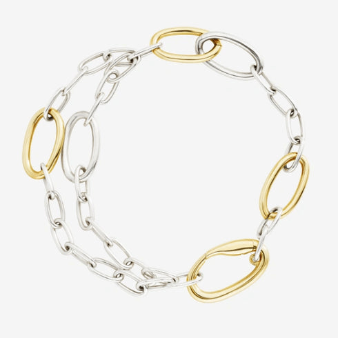 DODODoDo Essentials Bracelet DBC5001ESSEN00YAGL - Sterling Silver & 18K Gold - Plated Chain with Charm Holder ClaspJEWELRYEcecile