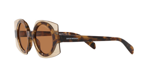 Emporio Armani EA4207 6030/73 Women's Sunglasses - Havana Top Transparent Brown Frame, Brown Lenses, 46mm