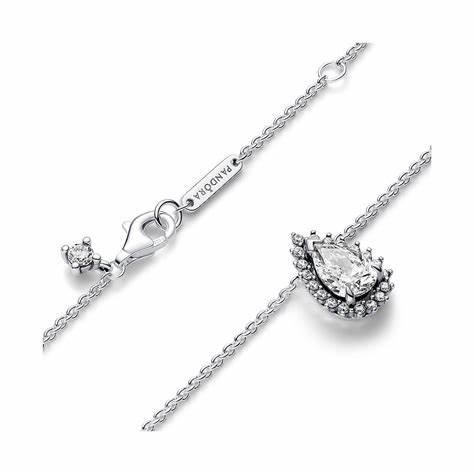 PANDORAPandora 392832C01‑45 Timeless Sparkling Pear Halo Sterling Silver Necklace – 45 cmBIJOUXEcecile