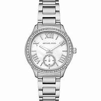 Michael Kors MK4807 Montre pour femme en métal argenté et cristal pavé