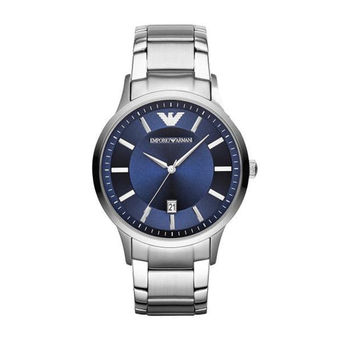 Emporio Armani AR11180 Men's Watch - Silver Stainless Steel, Blue Dial