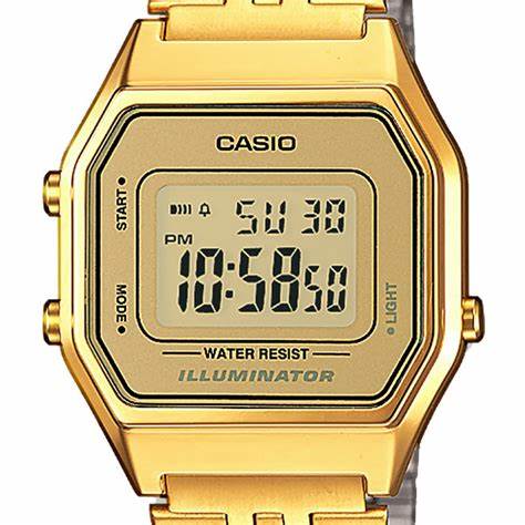 Casio LA-680WEGA-9ER Reloj Digital Retro - Oro Brazalete de acero inoxidable