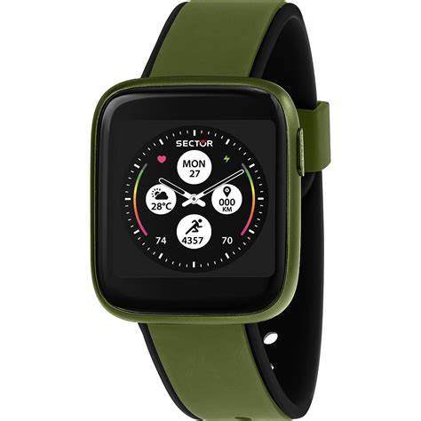 Sector S-04 Colours R3253158005 Unisex Smartwatch - 40x34.7mm Green Aluminum Case, Green/Black Silicone Strap