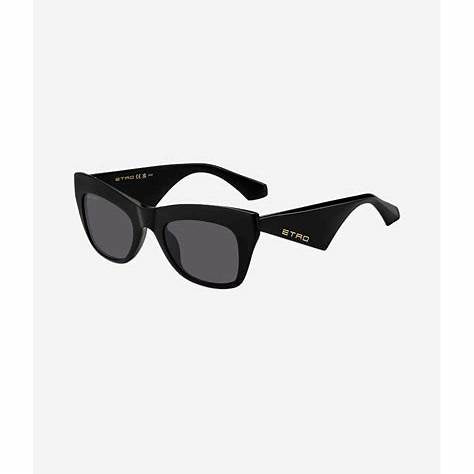 Etro 0004/G/S 807-IR Women's Cat-Eye Sunglasses - Black Frame, Gray Lenses