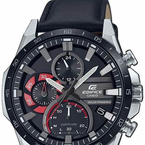 Casio Edifice EFS-S620BL-1AVUEF Reloj cronógrafo solar para hombre - Esfera negra, correa de piel