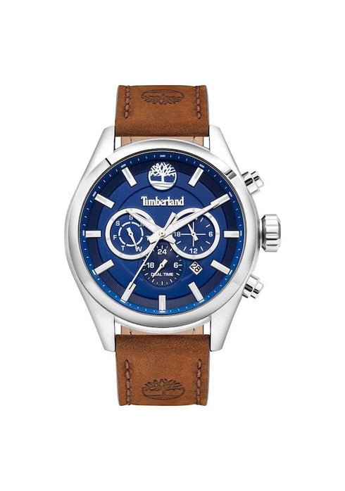 TIMBERLANDTimberland Ashmont TBL16062JYS03 Men's 46mm Blue Dial Quartz Watch – Brown Leather StrapWATCHESEcecile