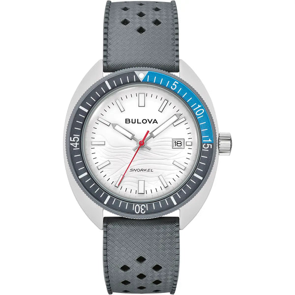 Reloj Bulova 98B449 Snorkel para hombre: cerámica híbrida, esfera blanca, resistencia al agua de 100 m