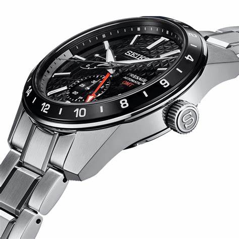Seiko Presage SPB221J1 Reloj GMT Automático Hombre - Esfera Negra, Brazalete Acero Inoxidable