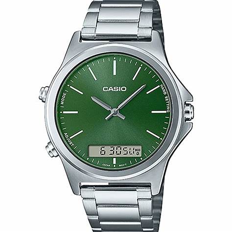 CASIO & VINTAGECasio MTP - VC01D - 3EUDF Men's Analog - Digital Watch – Green Dial with Stainless Steel BraceletWATCHESEcecile