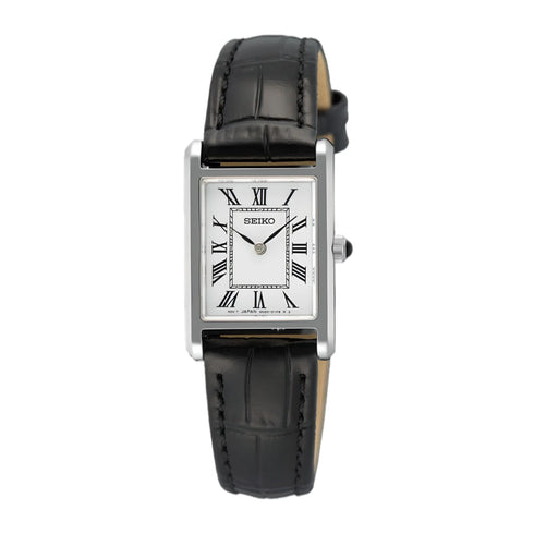 Seiko SWR107P1 Women’s Classic Quartz Watch – Stainless Steel, Leather Strap