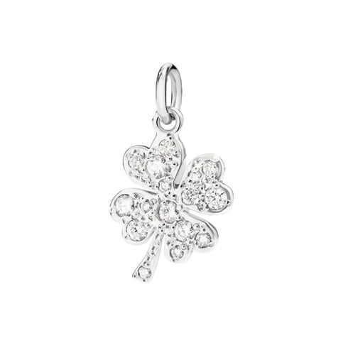DoDo DMB9036FOURSDB0OB Breloque trèfle à quatre feuilles - or blanc 18 carats et diamants