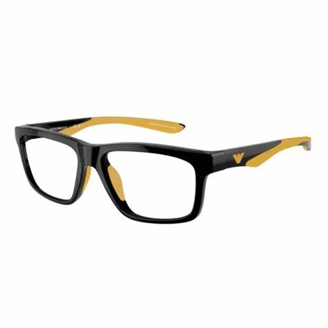 Emporio Armani EA3220U 5017 57 Gafas para Hombre - Montura Negro Brillante, Lentes Transparentes