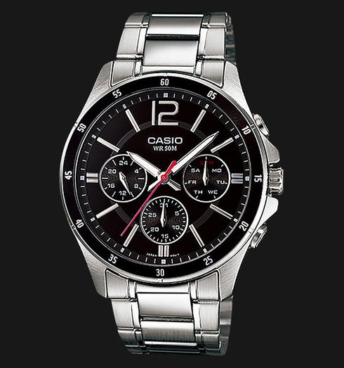 CASIO & VINTAGECasio MTP - 1374D - 1AVDF Men's Stainless Steel Watch – Black DialWATCHESEcecile