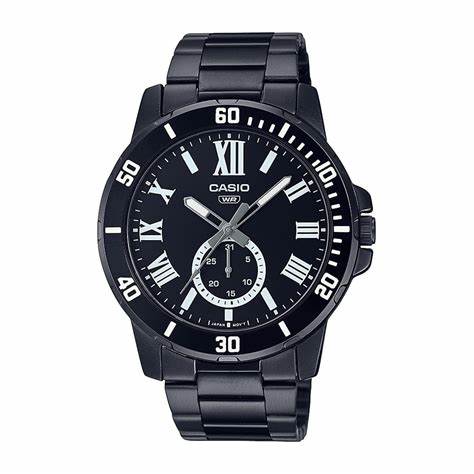 CASIO & VINTAGECasio MTP - VD200B - 1BUDF Men's Watch - Black Dial, Stainless Steel BraceletWATCHESEcecile