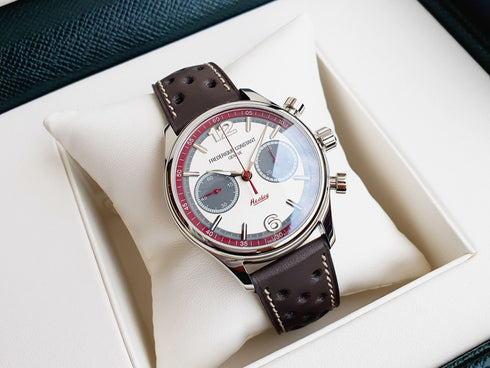 FREDERIQUE CONSTANTFrederique Constant Vintage Rally Healey Chronograph Automatic FC - 397HSG5B6 – Silver Dial, Stainless Steel Case, Grey Leather StrapWATCHESEcecile