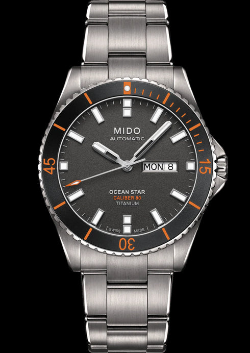 Mido Ocean Star 200 M026.430.44.061.00 Montre automatique pour hommes - cadran gris, bracelet en titane