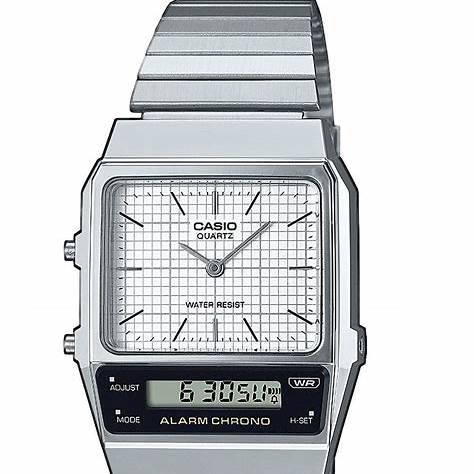 CASIO & VINTAGECasio AQ - 800E - 7AEF Men's Analog - Digital Watch - White Dial, Stainless Steel BraceletWATCHESEcecile