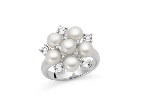 MILUNAMiluna PLI1717 Women's Silver Ring with Oriente Pearls and White TopazJEWELRYEcecile