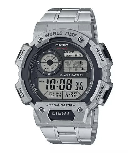 CASIO & VINTAGECasio AE - 1400WHD - 1AVDF Men's Digital Watch – 51mm Stainless Steel Band, World Time, 10 - Year Battery, 100M Water ResistanceWATCHESEcecile