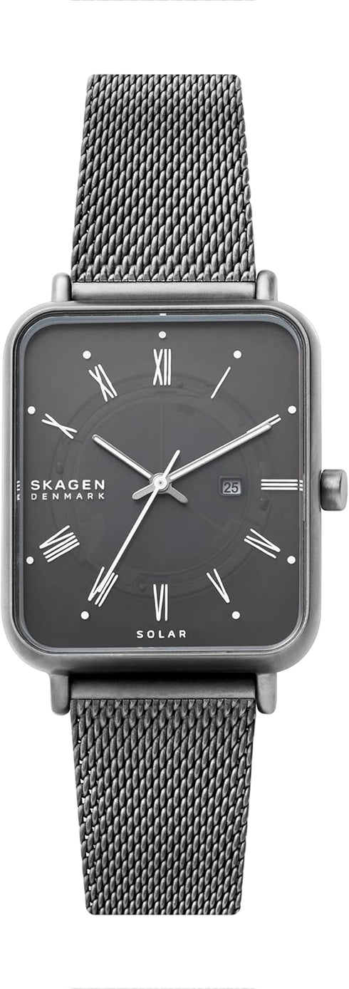 Skagen Danimarca SKW6757 Orologio solare Ryle - Maglia canna di fucile 36 mm, quadrante rettangolare