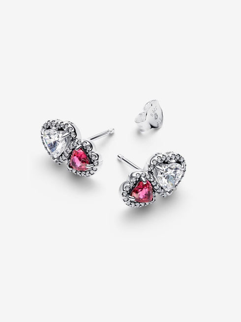 PANDORAPandora 293633C01 Halo Hearts Stud Earrings – Sterling Silver, Red & Clear StonesBIJOUXEcecile