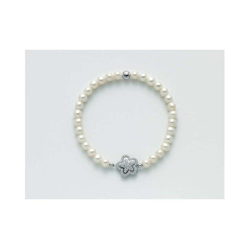 MILUNAMiluna PBR2549 - TPZ Women's Pearl Bracelet with Flower Pendant and White TopazesJEWELRYEcecile