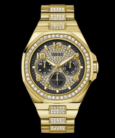 Guess GW0785G2 Gold-Tone Multi-Function Watch – 46mm, Black Crystal Dial