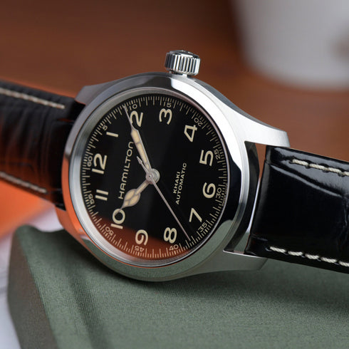 Hamilton Khaki Field Murph 38mm H70405730 - 38mm Stainless Steel, Black Dial, Black Leather Strap