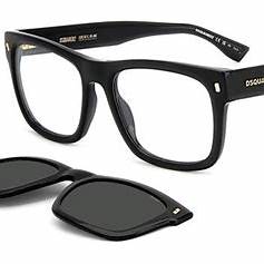 Dsquared2 D2 0100/CS Eyeglasses with Clip-On – Black Acetate, 55mm
