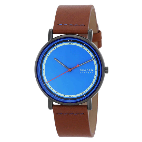Skagen SKW6899 Signatur Men's Watch – 40mm Blue Dial, Brown Leather Strap