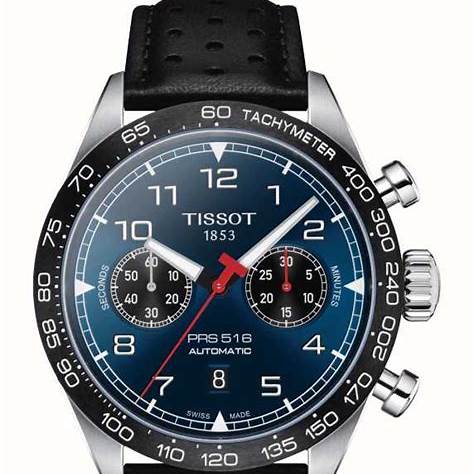 TISSOTTissot PRS 516 Automatic Chronograph T1316271604200 – Blue Dial, Black Leather StrapWATCHESEcecile