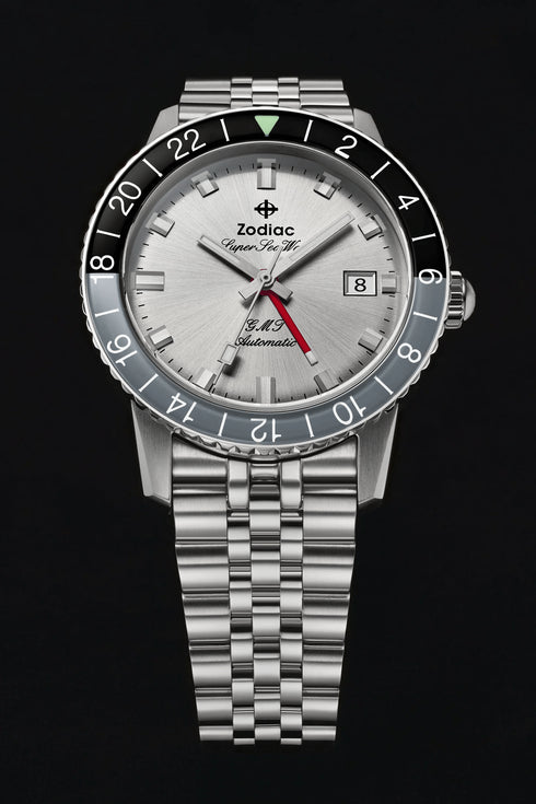 ZODIACZodiac Super Sea Wolf GMT ZO9415 Men's Automatic Watch - Silver Sunray Dial, Stainless Steel BraceletWATCHESEcecile