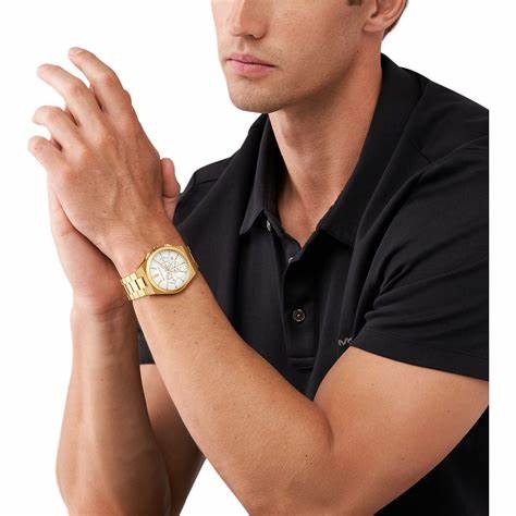 Michael Kors MK9120 Montre chronographe pour hommes en acier inoxydable doré surdimensionné