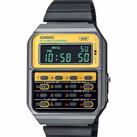 CASIO & VINTAGECasio Vintage CA - 500WEGG - 9BEF Unisex Watch - Calculator, Black Dial, Stainless Steel BraceletWATCHESEcecile