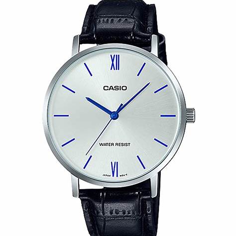 CASIO & VINTAGECasio MTP - VT01L - 7B1UDF Men's Analog Watch – Silver Dial with Black Leather StrapWATCHESEcecile