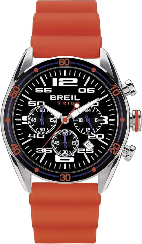 Breil Tribe EW0636 Score Chronograph – 43mm Stainless Steel, Orange Silicone Strap