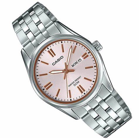 CASIO & VINTAGECasio LTP - 1335D - 4AVDF Women's Analog Watch - Silver Stainless Steel Band, Pink DialWATCHESEcecile