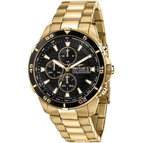 Sector ADV2500 R3273643008 Herren-Chronographenuhr - Gold, Edelstahl, schwarzes Zifferblatt