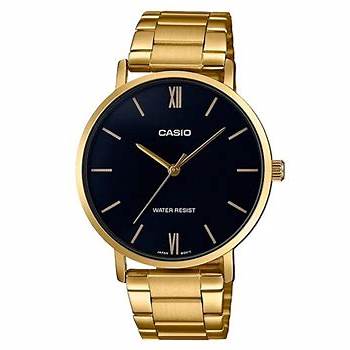 CASIO & VINTAGECasio LTP - VT01G - 1BUDF Women's Gold - Tone Analog Watch – Black DialWATCHESEcecile
