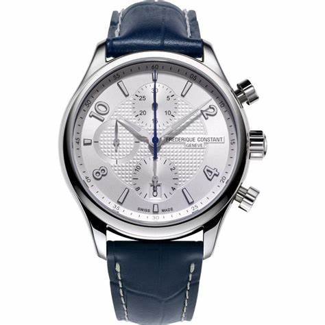 FREDERIQUE CONSTANTFrederique Constant Runabout Chronograph Automatic FC - 392RMS5B6 – Silver Dial, Blue Leather StrapWATCHESEcecile