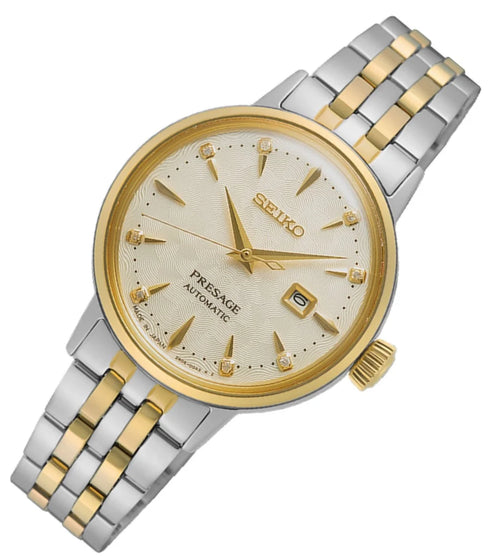 Seiko Presage SRE010J1 Reloj Automático Mujer - Esfera champán, brazalete acero bicolor