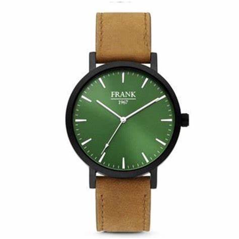 FRANK 1967Frank 1967 7FW - 0008 Men's Watch - Brown Leather Strap, Green Dial, 42mmWATCHESEcecile