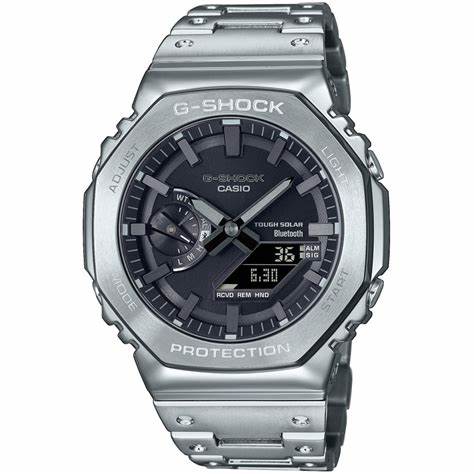 Casio G-Shock GM-B2100D-1AER Reloj para hombre totalmente metálico - Acero inoxidable plateado, Bluetooth, Solar